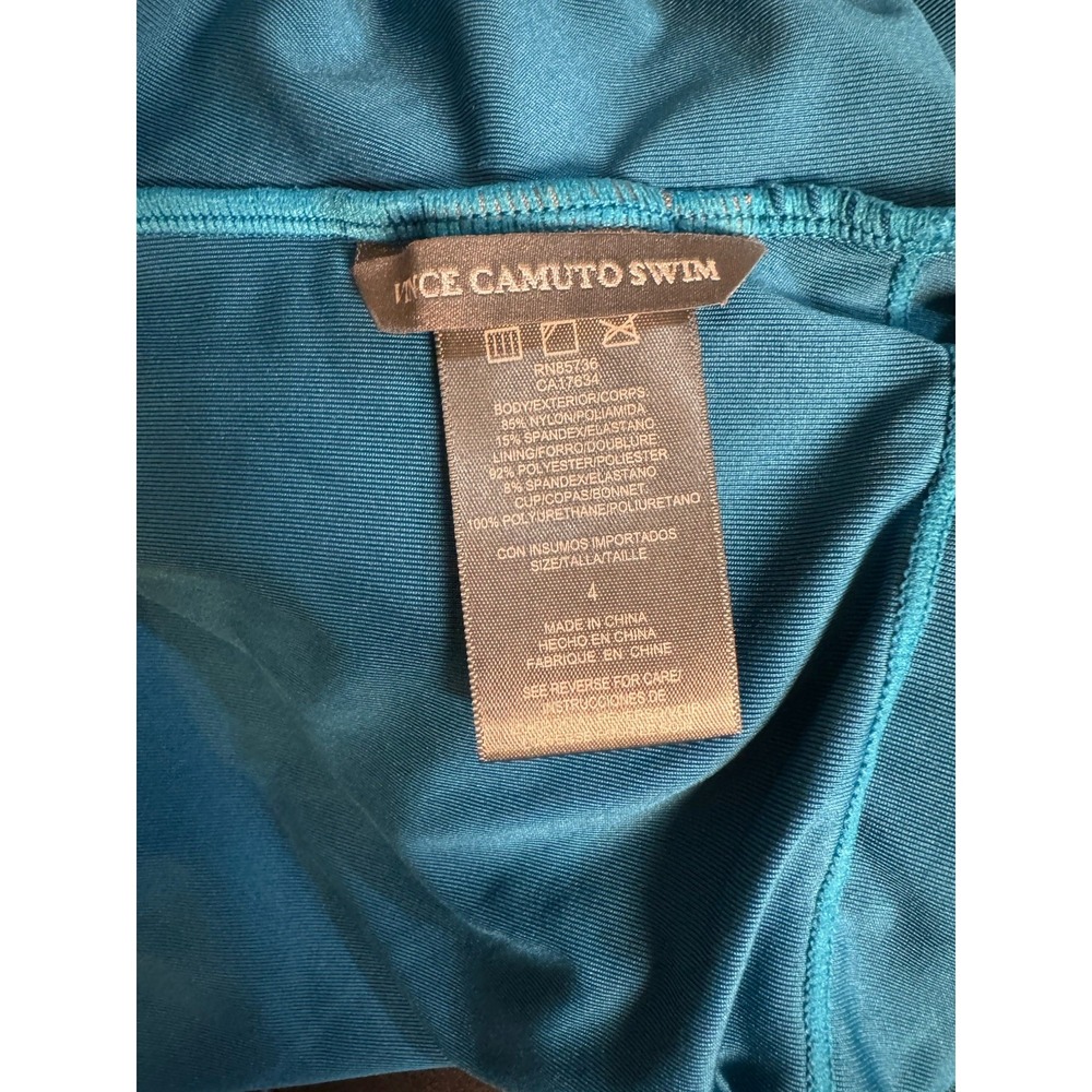 Vince Camuto Womens Serengeti Shades Swimsuit 4 Aqua Ring Halter Top One Piece - Picture 8 of 8